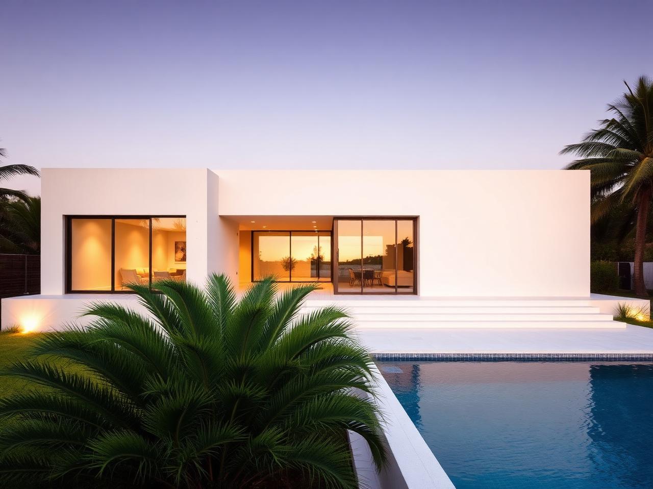 Casa minimalista com piscina — Las Lomas